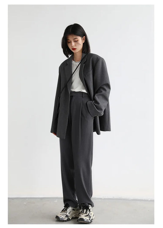 CHIC VEN Simple Casual Twill Suit Pants