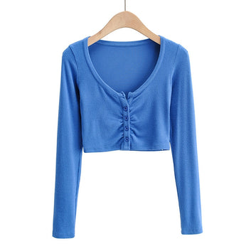 V-neck Long Sleeve Crop-Top