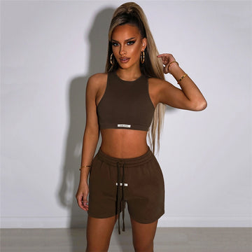 Ribbed Tank Tops & Loose Casual Bandage Shorts